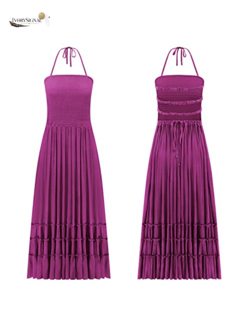 R.Vivimos Summer Boho Backless Halter Maxi Dress Cotton Rayon - Picture 4 of 6